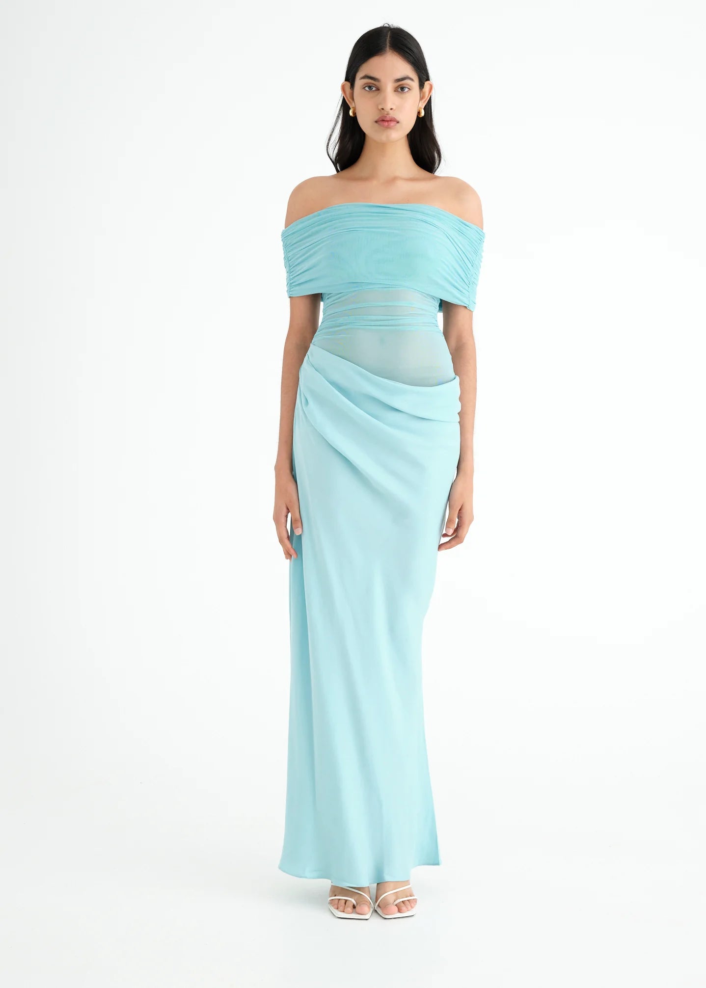 Benni | Nico Off The Shoulder Maxi - Aquamarine