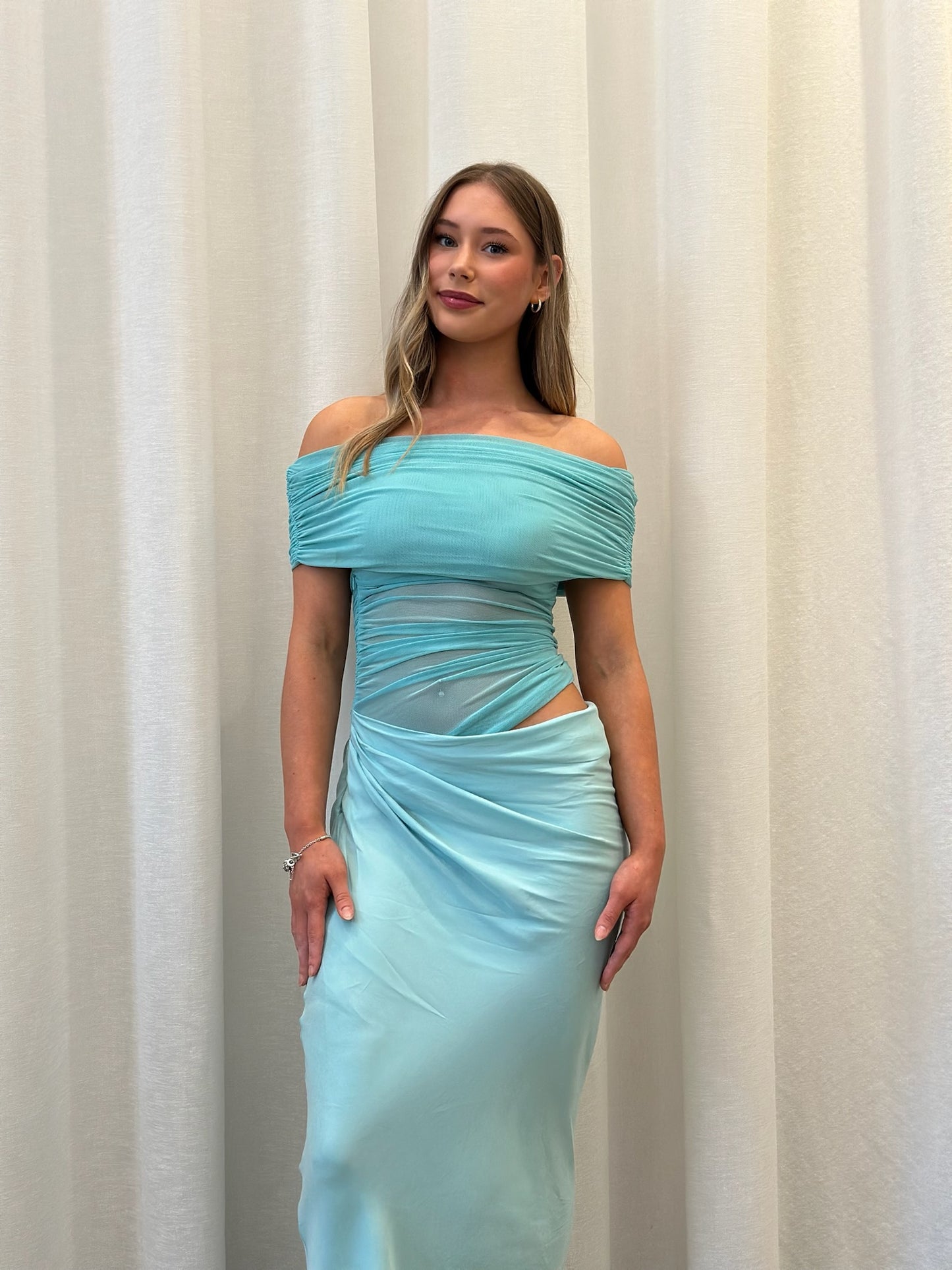 Benni | Nico Off The Shoulder Maxi - Aquamarine