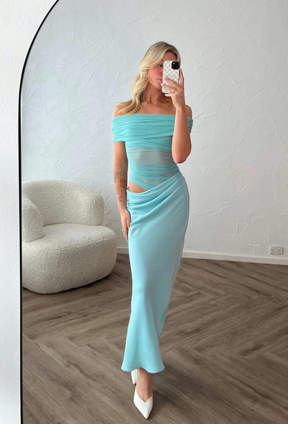 Benni | Nico Off The Shoulder Maxi - Aquamarine