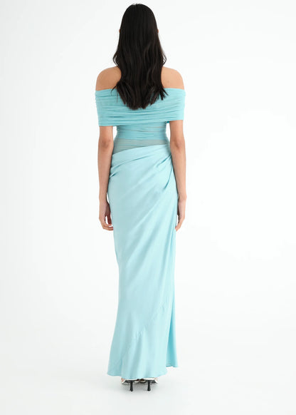 Benni | Nico Off The Shoulder Maxi - Aquamarine