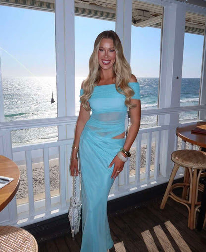 Benni | Nico Off The Shoulder Maxi - Aquamarine