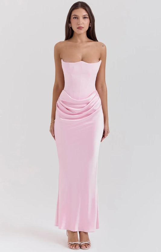 House Of CB | Persephone Strapless Corset Maxi (Pink)