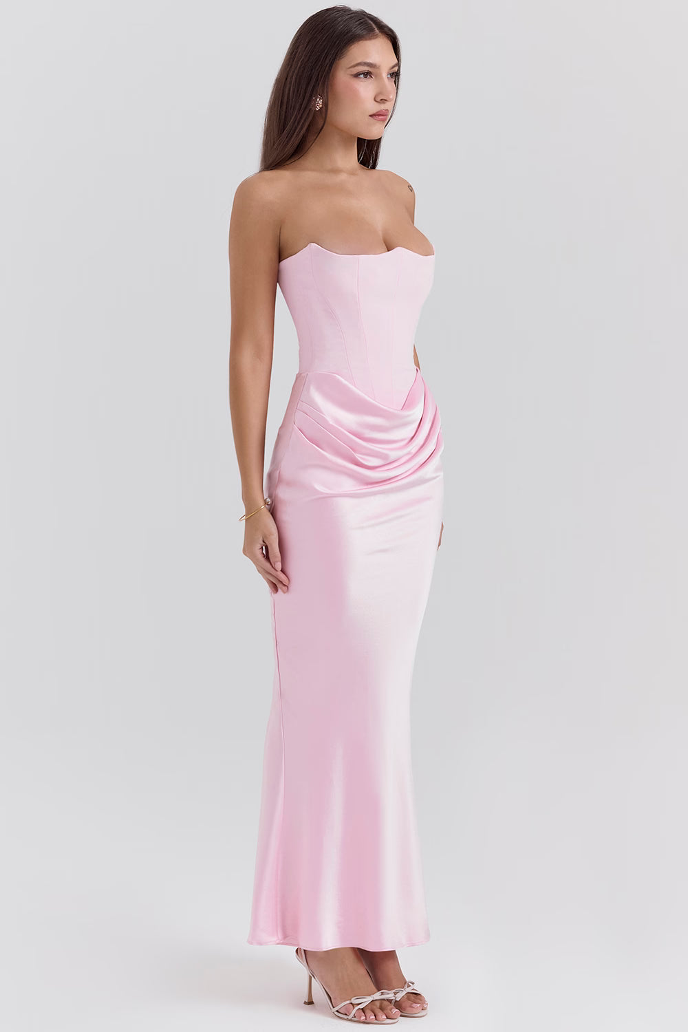 House Of CB | Persephone Strapless Corset Maxi (Pink)